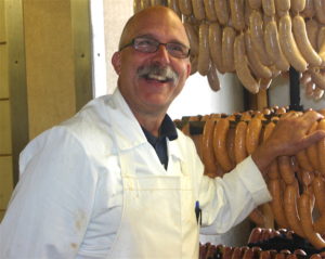 Jeff making sausages 